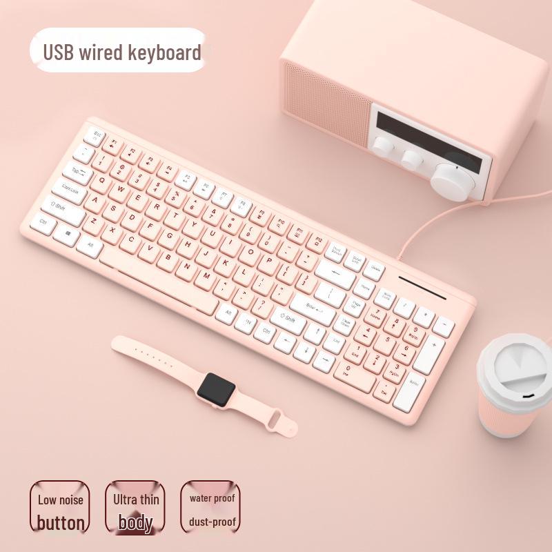 Silent Wired Chocolate Keyboard and Mouse Set for Laptop/Desktop