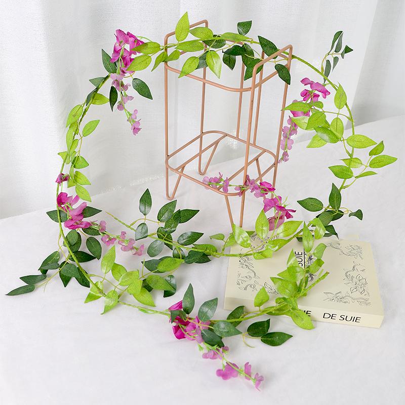 1.9M Artificial Wisteria Flowers Garland Vine Silk Hanging Flower for Home Garden Outdoor Ceremony Wedding Arch Floral Decor