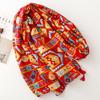 Yitao Bohemian Red Vintage Ethnic Travel Shawl - Silk-Like Cotton Linen Sunscreen Scarf for Women