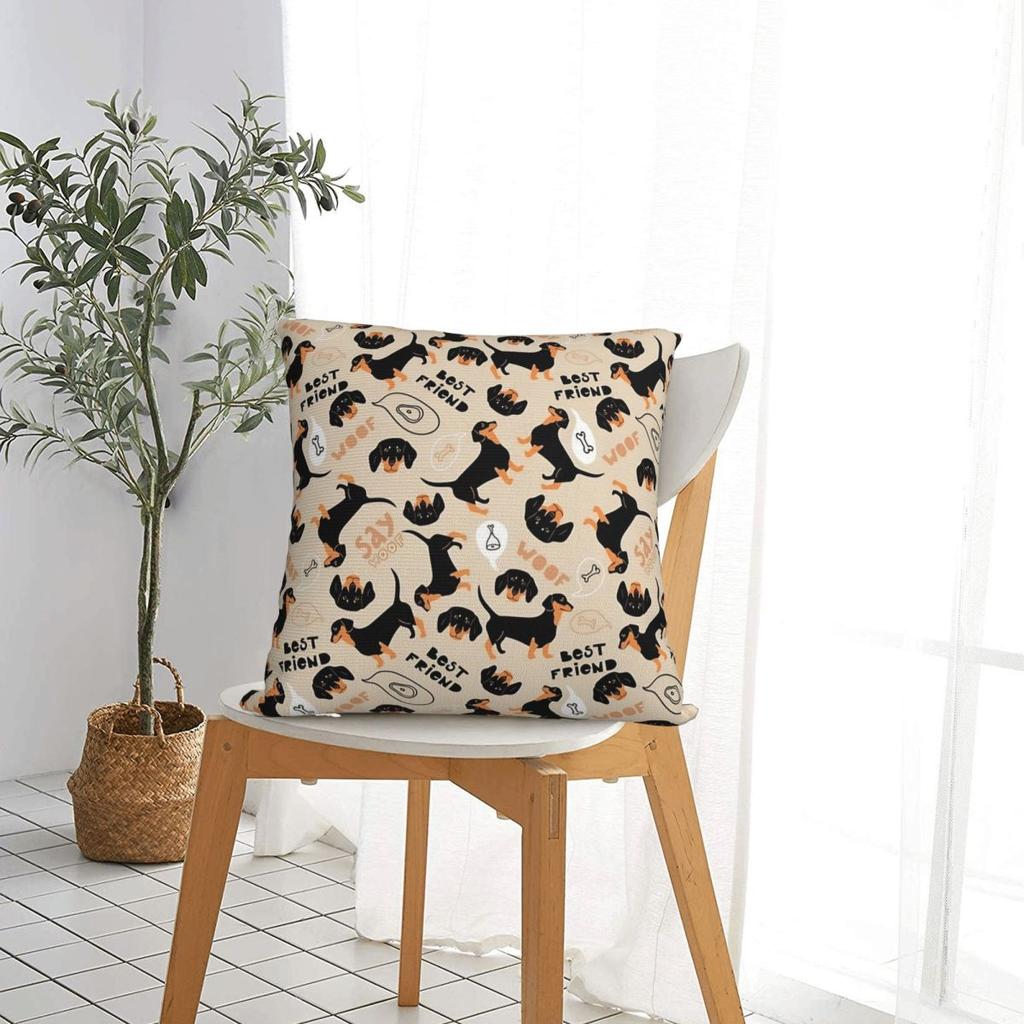 Dachshund Best Friends Pillow Case Dogs Animal Cushion Covers Vintage Zipper Decorative Pillowcover For Home 40*40Cm