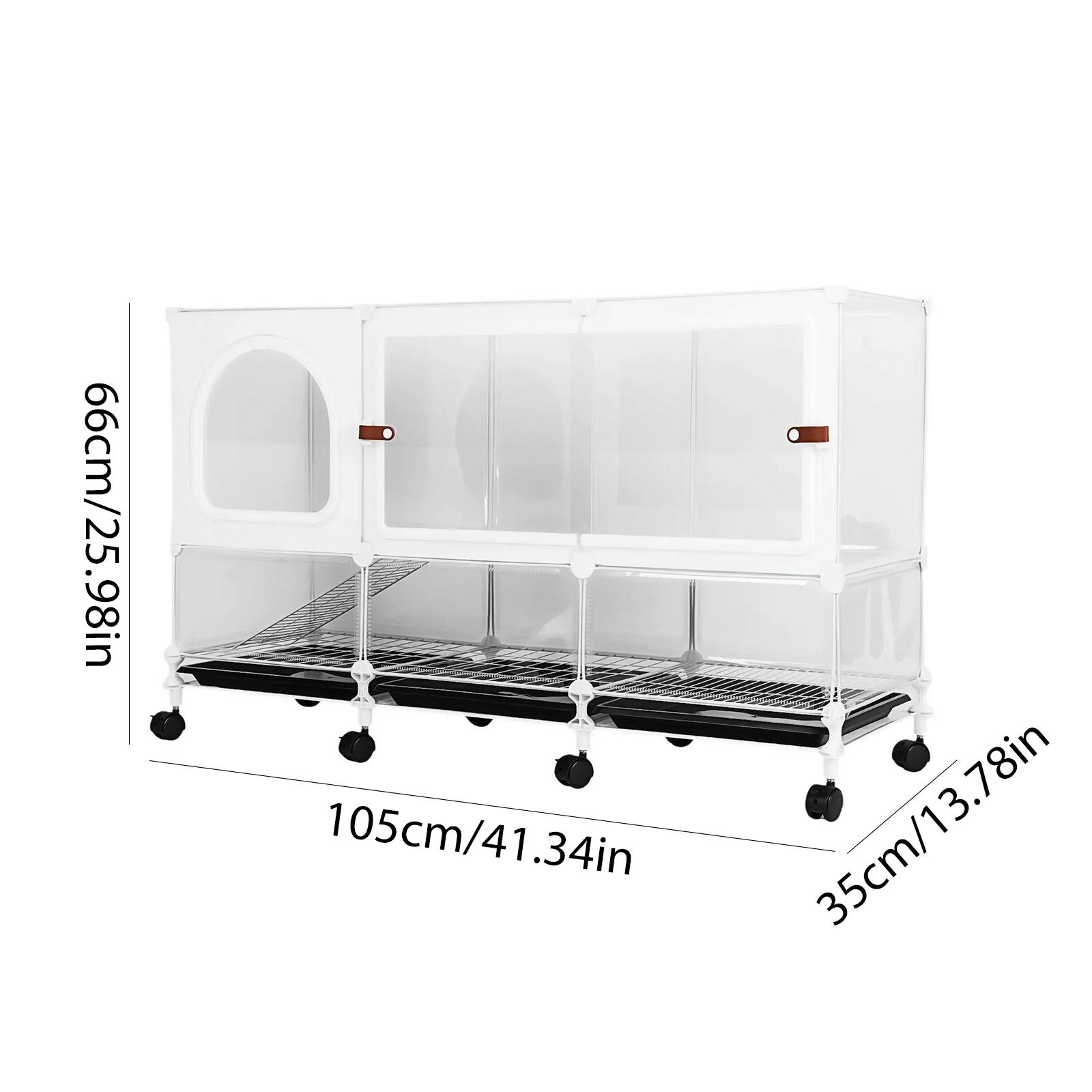 

Metal Rabbit Cage 2Tier Pet House Cage with Pull Out Tray Wheels for Guinea Pig Chinchilla Squirrel Indoor Villa Toilet Foot Pad