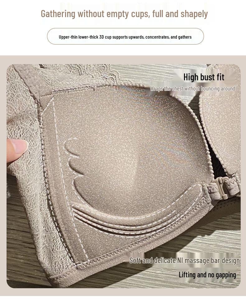 Women's Push-Up Lace Backless Bra – Seamless, Wire-Free, Anti-Sagging, Side Support, Plus Size