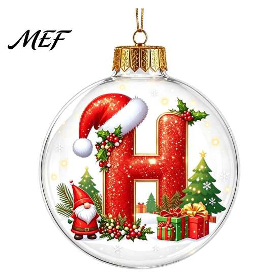 Winter Holiday Party Supplies 26?Letter Acrylic Christmas Ball Ornament, 3D Crystal Style Alphabet Xmas Wall Hanging Ornaments Pendant, Tree