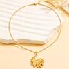 18K Gold Stainless Steel Feather Pendant Necklace for Women