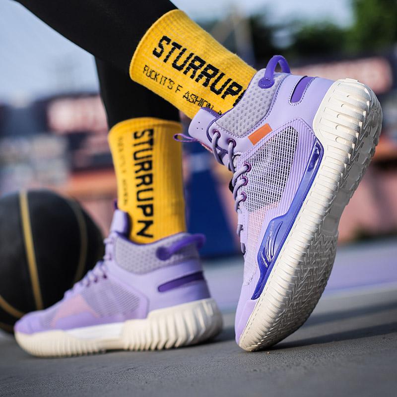 High-Quality Purple Basketball Shoes Men Professional High-Top Basketball Sneakers Man Breathable Non-Slip Women's Sports Shoes