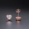 Trendy Shiny Heart Shape Stud Earrings For Women Cubic Zirconia Rose Gold Plated Wedding Gift Ear Jewelry Female DWE082