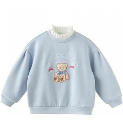DAVE & BELLA Girls' Faux Two-Piece Cartoon Mock Neck Sweatshirt