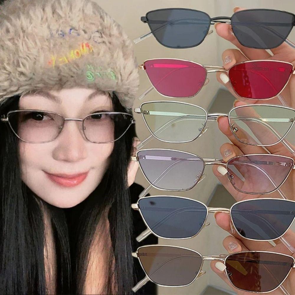 Vintage Cat Eye Sunglasses Metal UV Protection Sunglasses Square Metal Frame Sunglasses  Outdoor