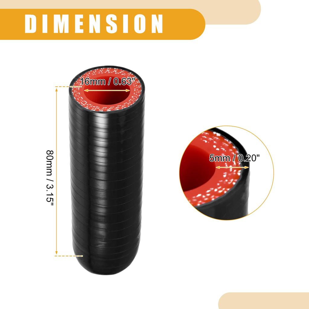 Partuto 1 Set 16mm 0.63" ID Universal Silicone Cap Intake Vacuum Hose End