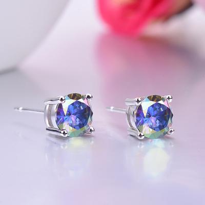 Natural Colorful Zircon Earrings, Classic Style Zircon Stud Earrings