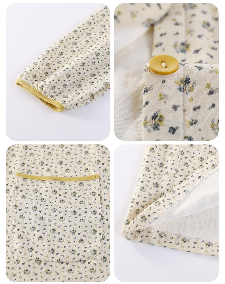 Women's Cloud Cotton Pajama Set with Chest Pads - Long Sleeve & Pants for Indoor/Outdoor Wear In Spring, Autumn, and Winter