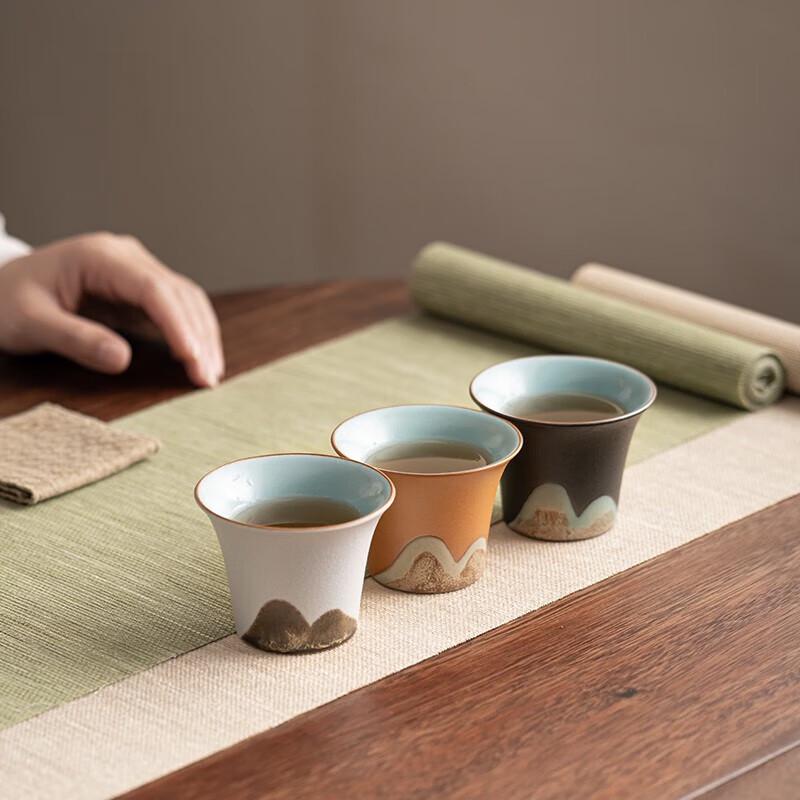 SUSHI CERAMICS 'A Thousand Li of Rivers and Mountains' Hand-painted Ceramic Master Tea Cup