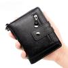 Men Wallets Leather Double Zipper Card Holder Short Male Purse Coin Pocket Vintage Brand High Quailty Men Wallets