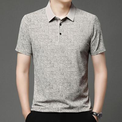 Herren Frühling und Sommer Dünner Abschnitt Einfarbig Revers Stretch Lose Vielseitiges Hemd Erfrischendes Poloshirt Kurzarm