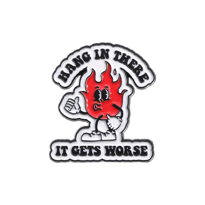 

And Colorful Fun Red Flame Cartoon Brooch Pin For Trendy Bags And Clothing Styles