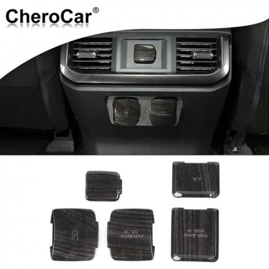 Central Control Power Socket Cove Panel Trim For Ford F-150 21+Black Wood Grain