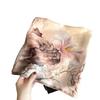 Spring new plain crepe satin silk scarf women's mulberry silk cherry blossom printing silk scarf versatile small square scarf