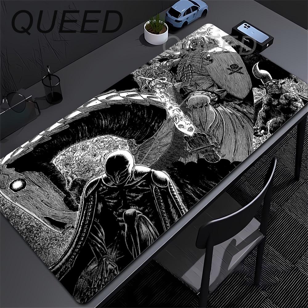 90x40 Tamaño Grande Alfombrilla de Escritorio para Teclado Portátil Ratón Velocidad Borde Bloqueado Alfombrilla de Ratón Accesorios para Computadora Alfombrillas para Videojuegos Anime Berserk Guts