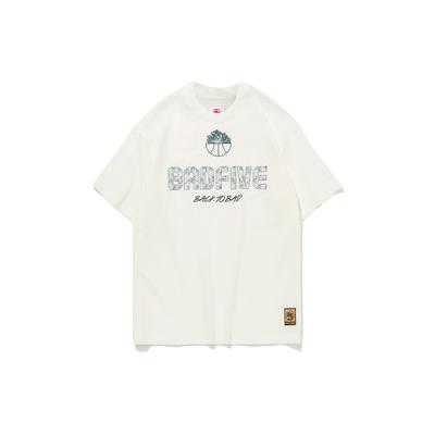 Badfive Basketball Series Floral Print Loose-Fit Sports T-Shirt Men Tops Milk-White AHSP961-1