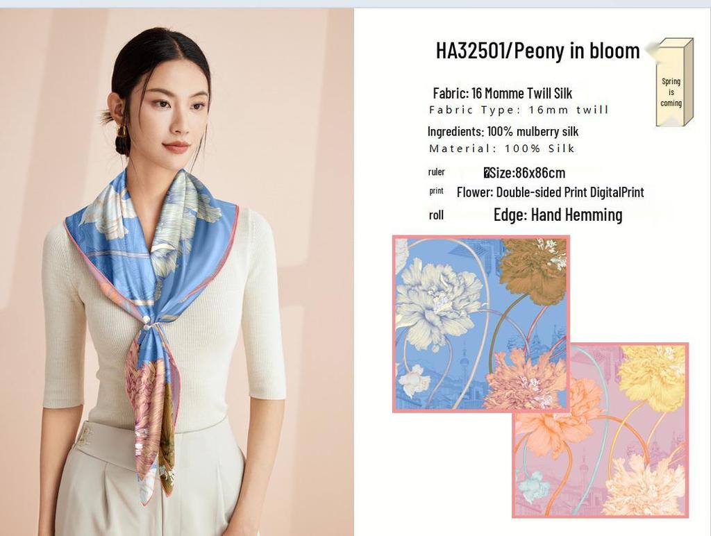 Versatile Double-Sided 100% Mulberry Silk Scarf, 16 Momme Twill, Luxury Style for Autumn/Winter
