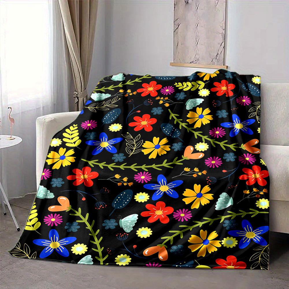 1pc Floral Pattern Blanket Warm, Cozy, And Soft, Suitable for Sofas, Beds, Cars, And Office Use.Perfect for Camping And Travel, Making It a Great Gift