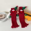 Christmas Holiday Leg Covers 3D Santa Hat Doll Magnetic Hand Holding Leg Warmers Socks with Big Curious Eyes for Women