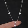 Silver Lucky Four Leaf Grass Necklace Women's Clavicle Chain Long Style Elegant Tassel Neck Chain Jewelry Accessories
