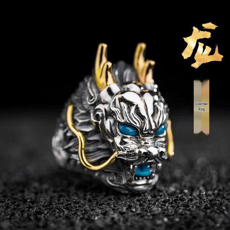 Męski Modny Retro Pierścień Boskiego Smoka – Ręcznie Robiony, Luksusowy Dodatek na Palec Wskazujący