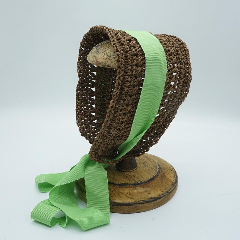 Japanese French Retro Hand-Woven Lace-Up Hair With Hat Female Spring Summer Vacation Cute Sweet Little Fresh