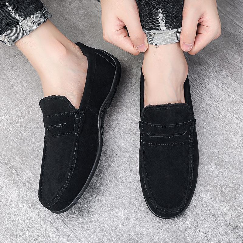 Sapatos Casuais Masculinos de Inverno Leves Respiráveis Lona Slip-on Sapatos Preguiçosos Design de Designer Planos Confortáveis Sapatos de Condução Cinza