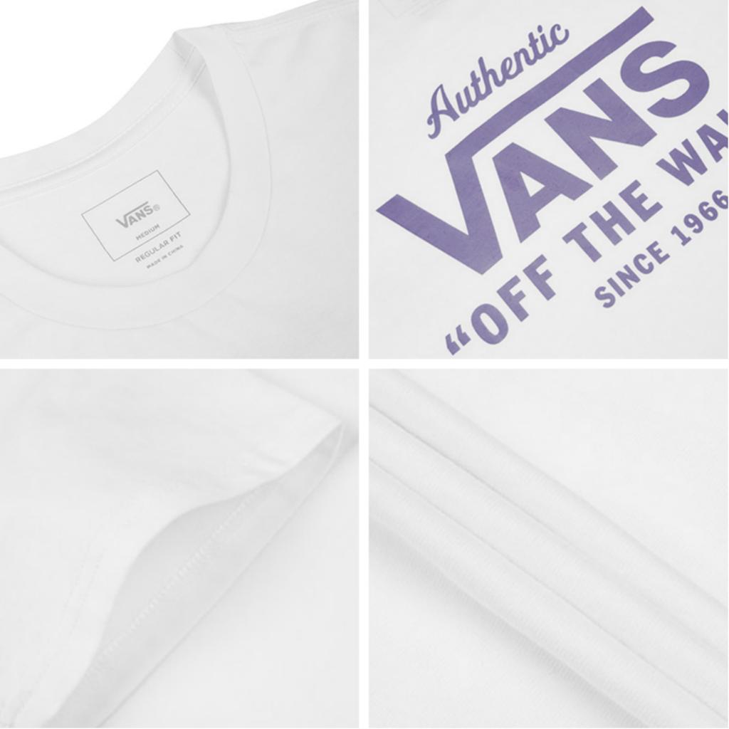Vans Lässiges T-Shirt mit Alphabet-Print, Kurzarm, Unisex-Oberteile, Weiß VN0A54NAWHT