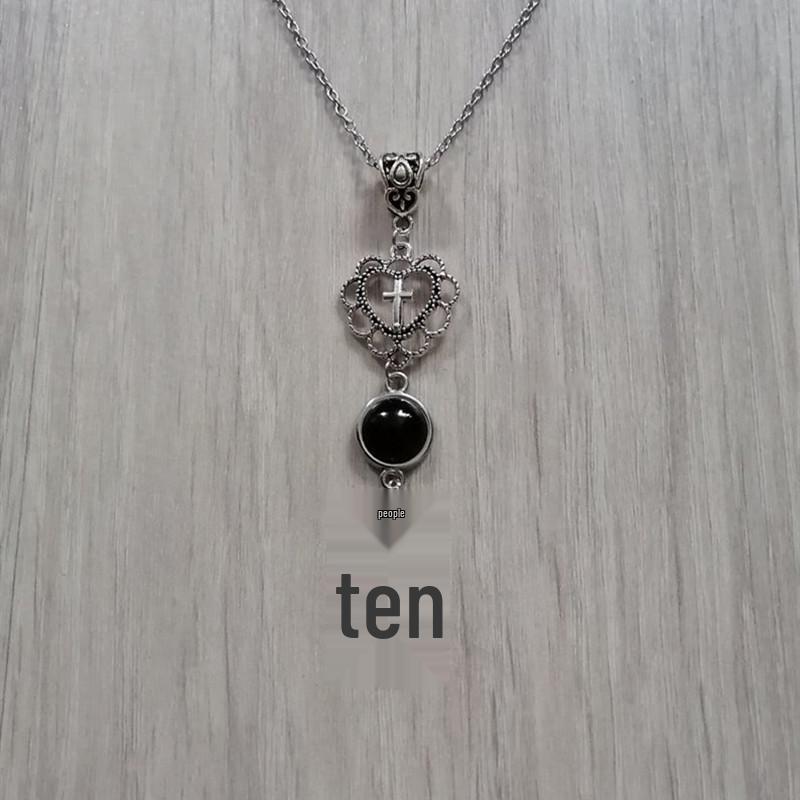 Retro Heart Crystal Cross Pendant Necklace - European American Trend