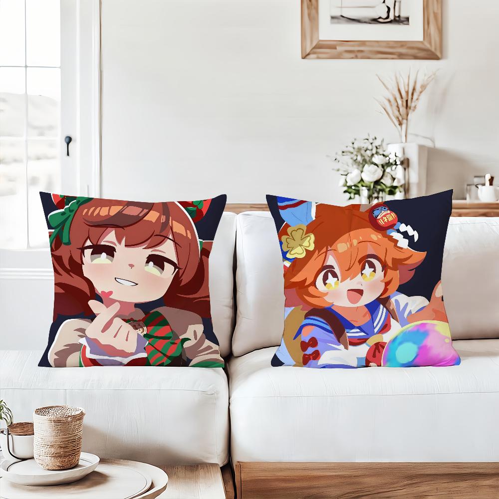 Söt U-Uma M-Musume P-Pretty D-Derby Kuddfodral Kontorskuddar Lämpliga för Soffa Bil Sovrum Dekorativt Kuddfodral