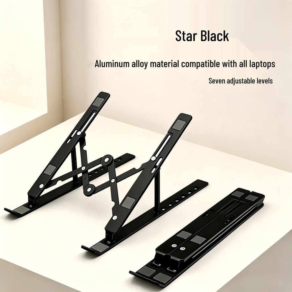 Aluminum Alloy Folding Laptop Stand: Portable Gaming, Cooling & Height Adjustable.