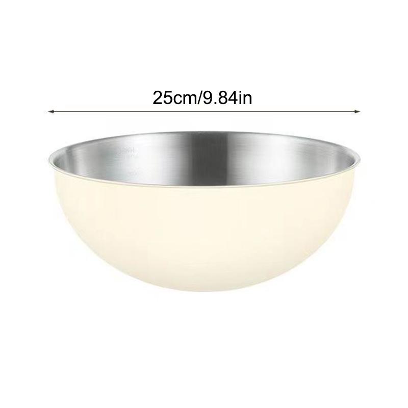 Stainless Steel Mixing Bowls With Measurements, Suitable For Home Use, For Mixing And Kneading, Salads, And Baking Salad Bowl