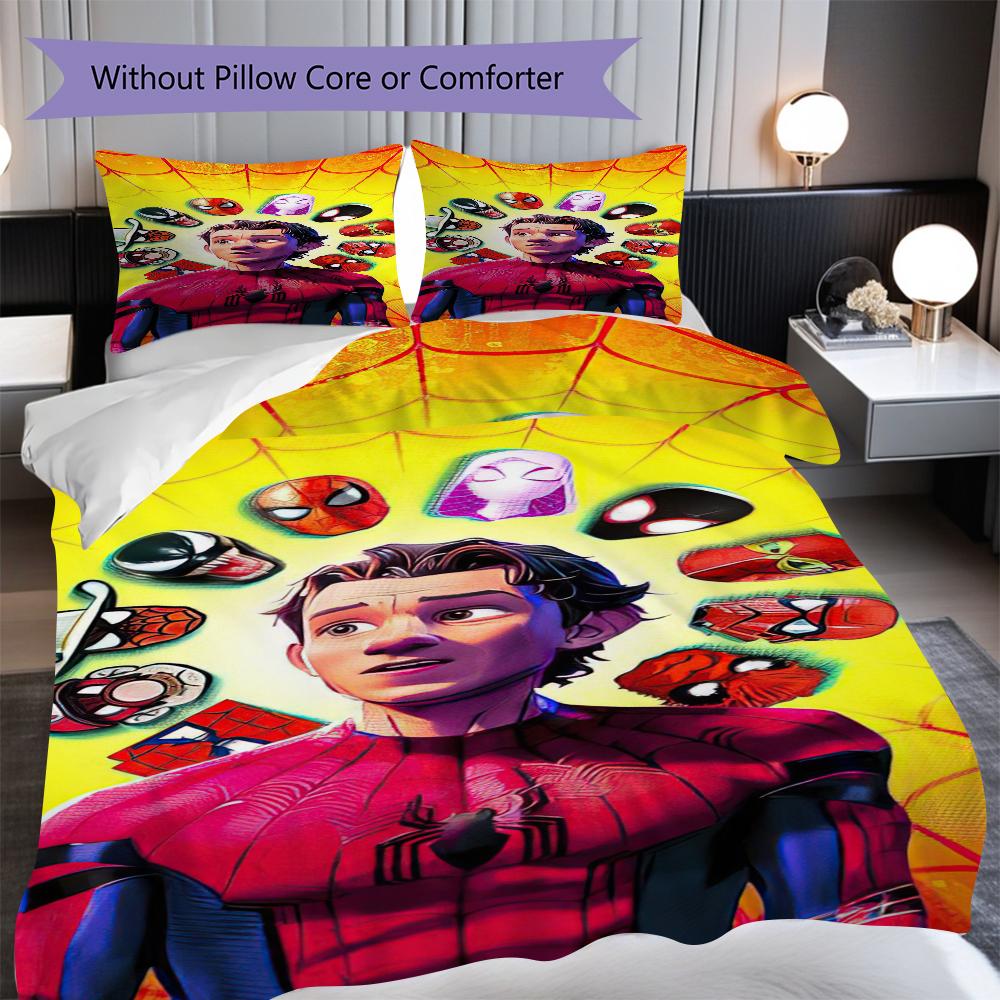 1PC Spider-Man pattern Bedding Quilt Set Quilt Cover Pillowcase Home Decoration Birthday Gift (1 * duvet cover + 2 * pillowcase, without core)