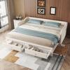 Sofa Bed Upholstered Bed 90 X 200 Cm, Sofa Bed, with Pull-out Bed, with Two Drawers, Linen Minimalist Styling, Without Mattress