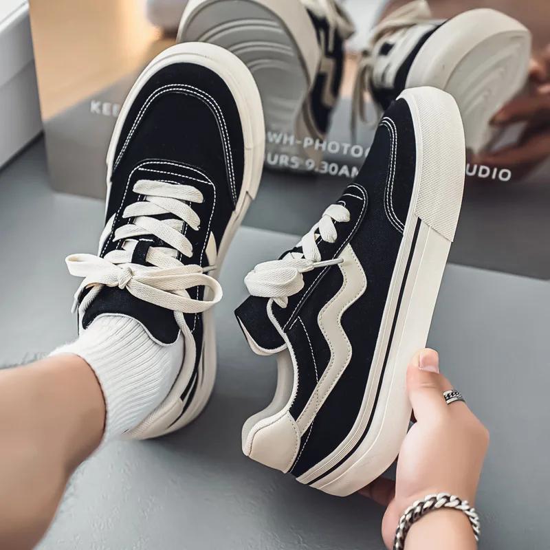 Neue Herren Leinwand Freizeit Freizeit Schuhe Mode Flach Skate Schuhe Junger Mann Straße Cool Sneaker