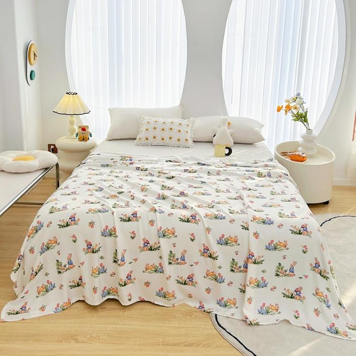 Class A Bamboo Fiber Printed Summer Blanket, Towel Quilt, Nap Blanket, Machine Washable Cartoon Blanket