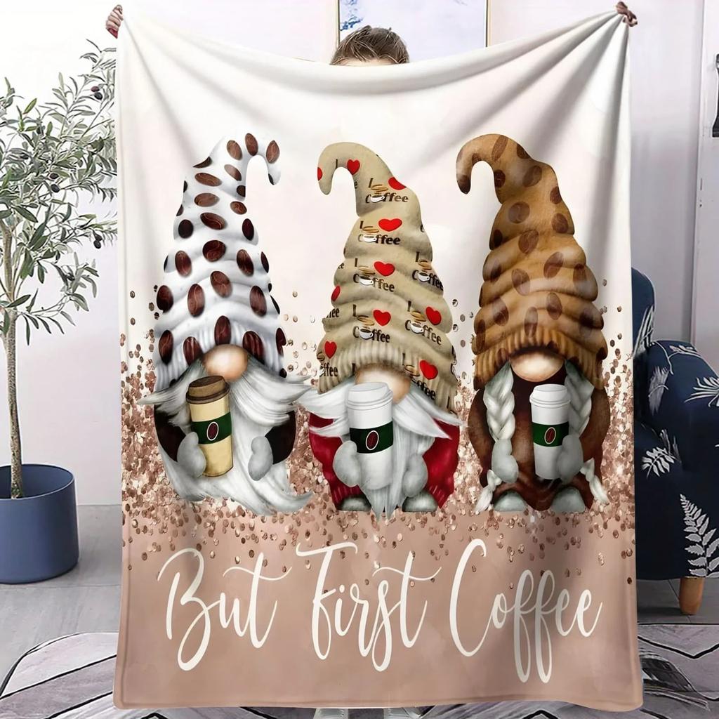 Fantasy Gnome Flannel Blanket Christmas Gnome Patterns Bedroom Throws Sofa Leisure Blankets Reading Nook Decor Gnome Collectors