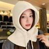 Winter Knitted Hooded Scarf Hat Women Warm Ear Protection Cap Outdoor Cycling Cold-Proof Integrated Neck Warmer Fashion Hat