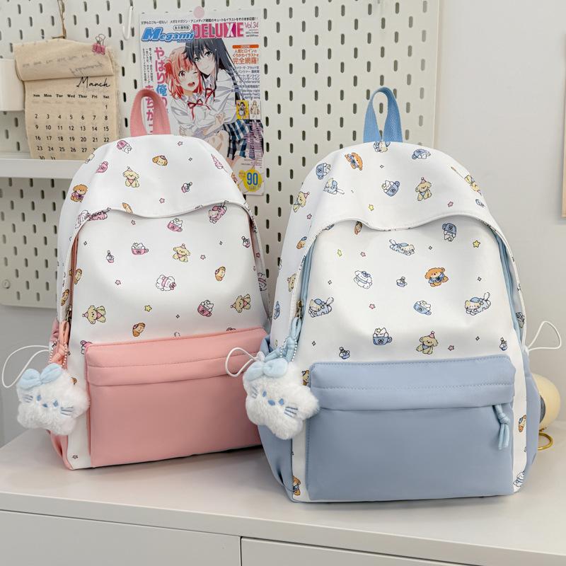 Schoolbag Printed Backpack Korean Version Ins Cute Cartoon Backpack Female Large Capacity Graffiti Student Sweet Versatile Backpack