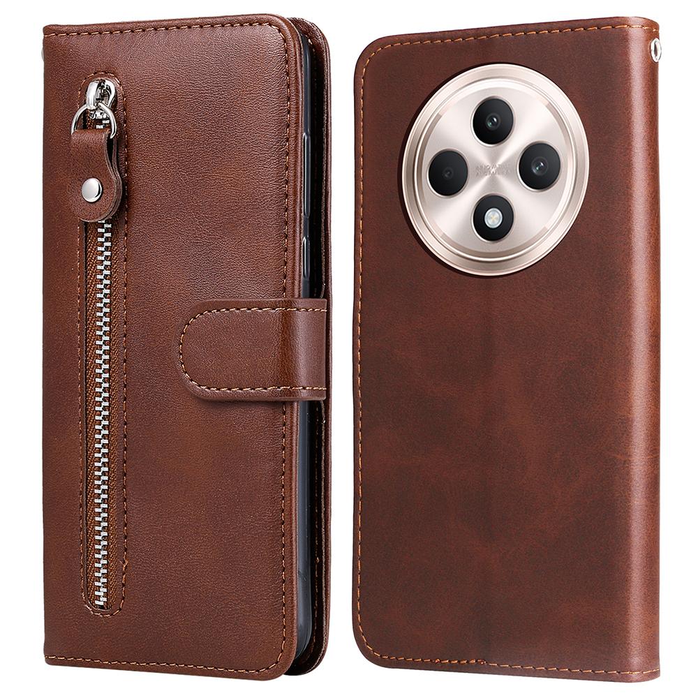 For Oppo Reno12 F 4G Case Zipper Wallet Calf Texture PU Leather Phone Cover