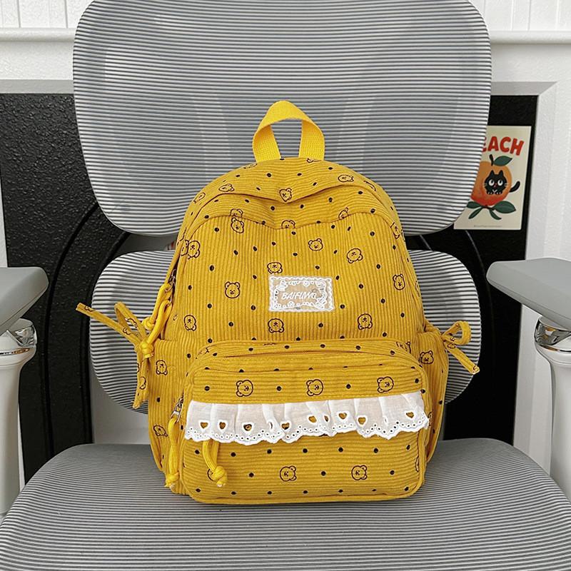 College Style Youth Travel Backpack For Girls With Nylon Material And Cartoon Pattern