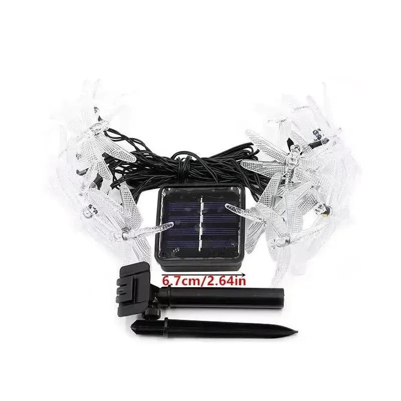 Colorful Dragonfly Solar String Lights Outdoor Waterproof Dragonfly Lights Festival Night Lamp Patio Garden Wedding Decoration
