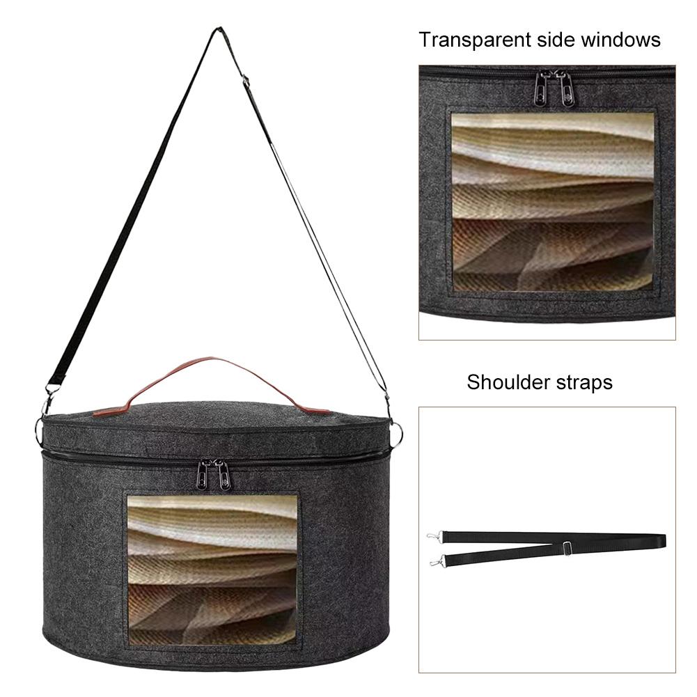 Collapsible Hat Case -Handle & Shoulder Strap Hat Clothes Storage Bin Foldable Hat Organizer Bag for Travel and Closet Storage