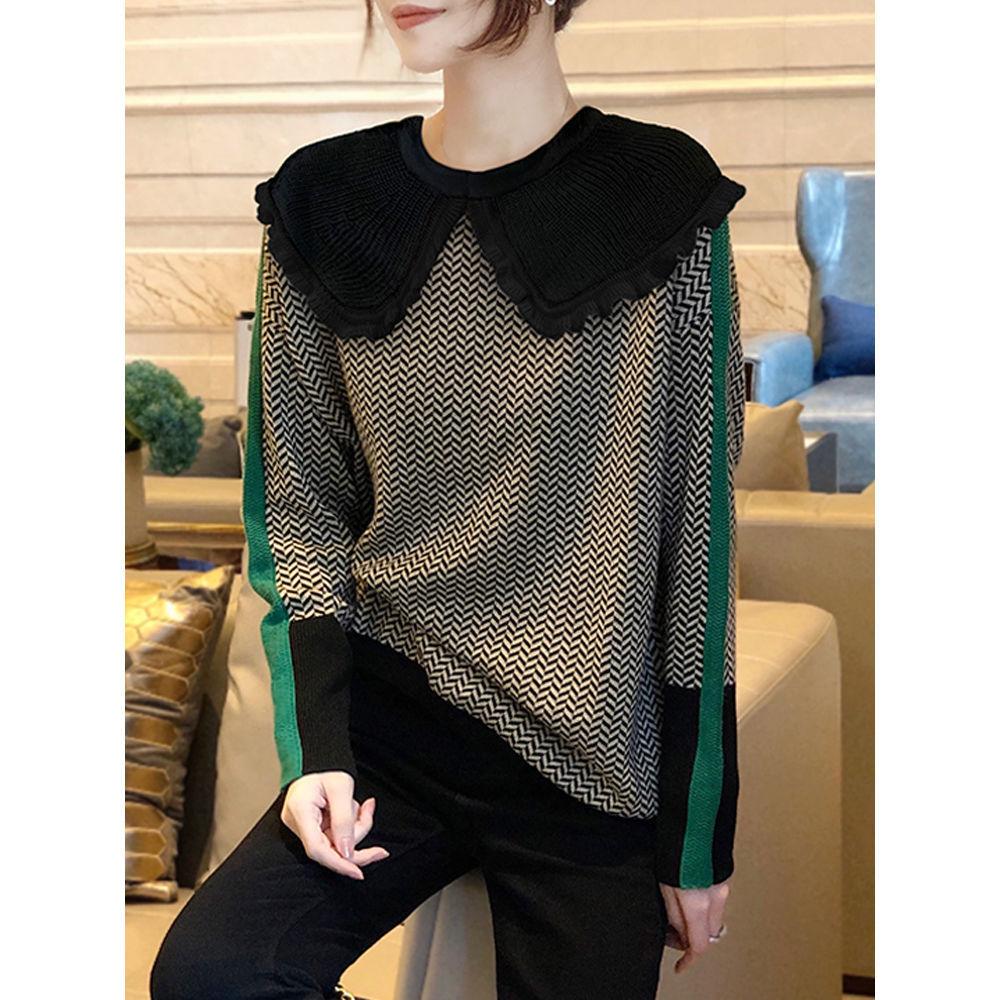 Dámský svetr s límečkem pro panenku 2022 pletený svetr s dlouhým rukávem