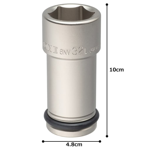 TONE Long Socket for Impact 6NV-32L Drive Angle 19.0mm (3/4") Width Across Flats 32mm