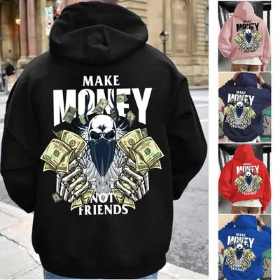 Fashion Men's and Women Autumn Hooded Sweatshirt Make MONEY NOT FRIENDS Printed Hoodies Outdoor Street Sweatshirts