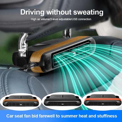 Portable Car Fan For Rear Seat Electric Cooling Fan Air Conditioning 3 Speeds Adjustable Automotive Interior Car Air Fan Summer Car Accessories
